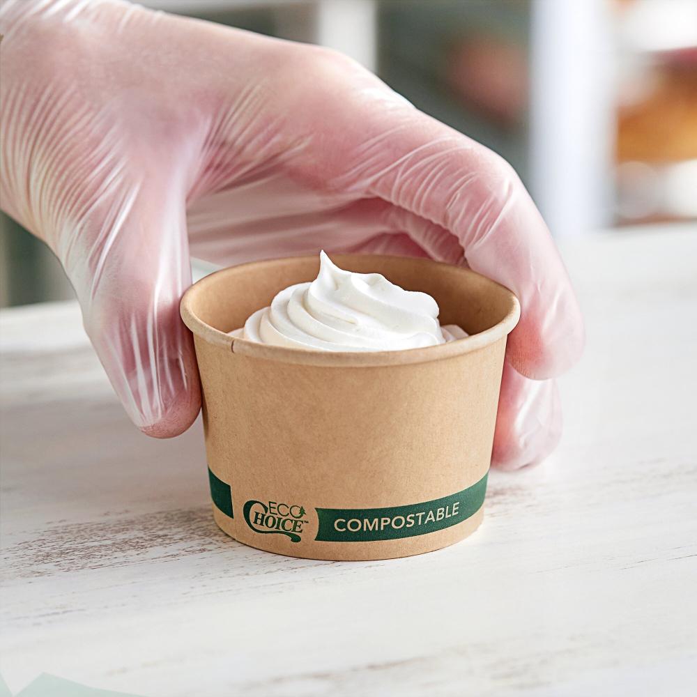 EcoChoice 4 oz. Round Kraft Bio-Lined Compostable Take-Out Container 3" x 1 13/16" - 50/Pack