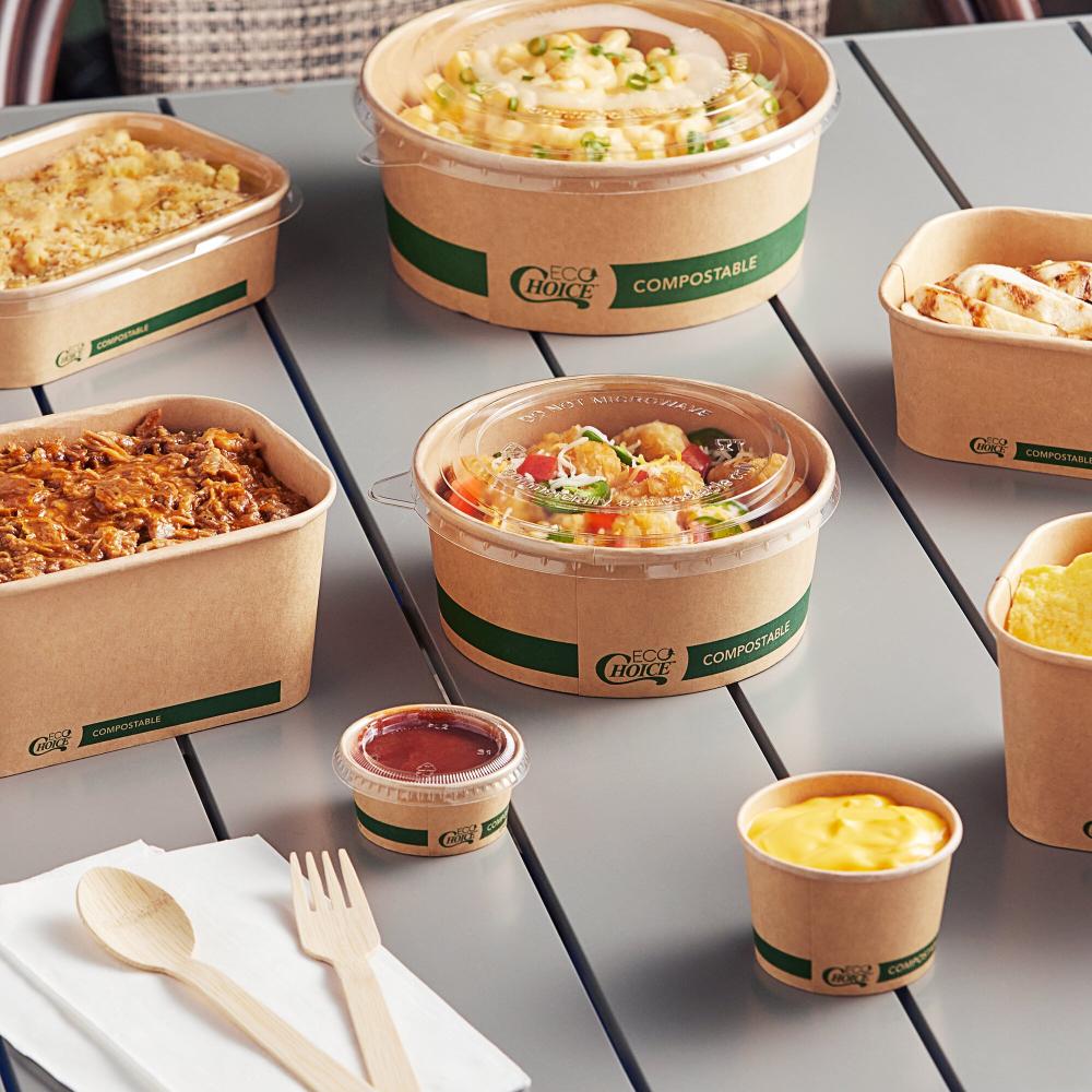 EcoChoice 4 oz. Round Kraft Bio-Lined Compostable Take-Out Container 3" x 1 13/16" - 50/Pack