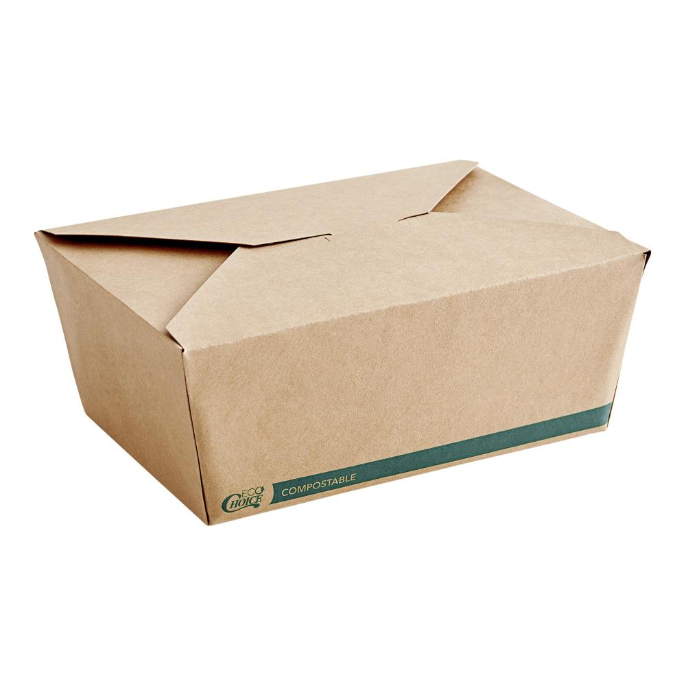 EcoChoice Kraft PLA Lined Compostable #8 Take-Out Container 6" x 4 3/4" x 2 1/2" - 300/Case