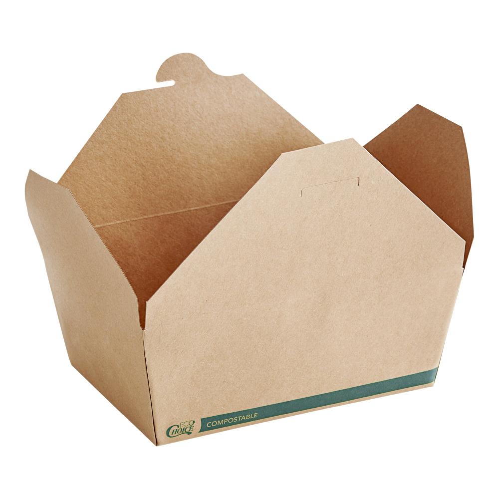 EcoChoice Kraft PLA Lined Compostable #8 Take-Out Container 6" x 4 3/4" x 2 1/2" - 300/Case