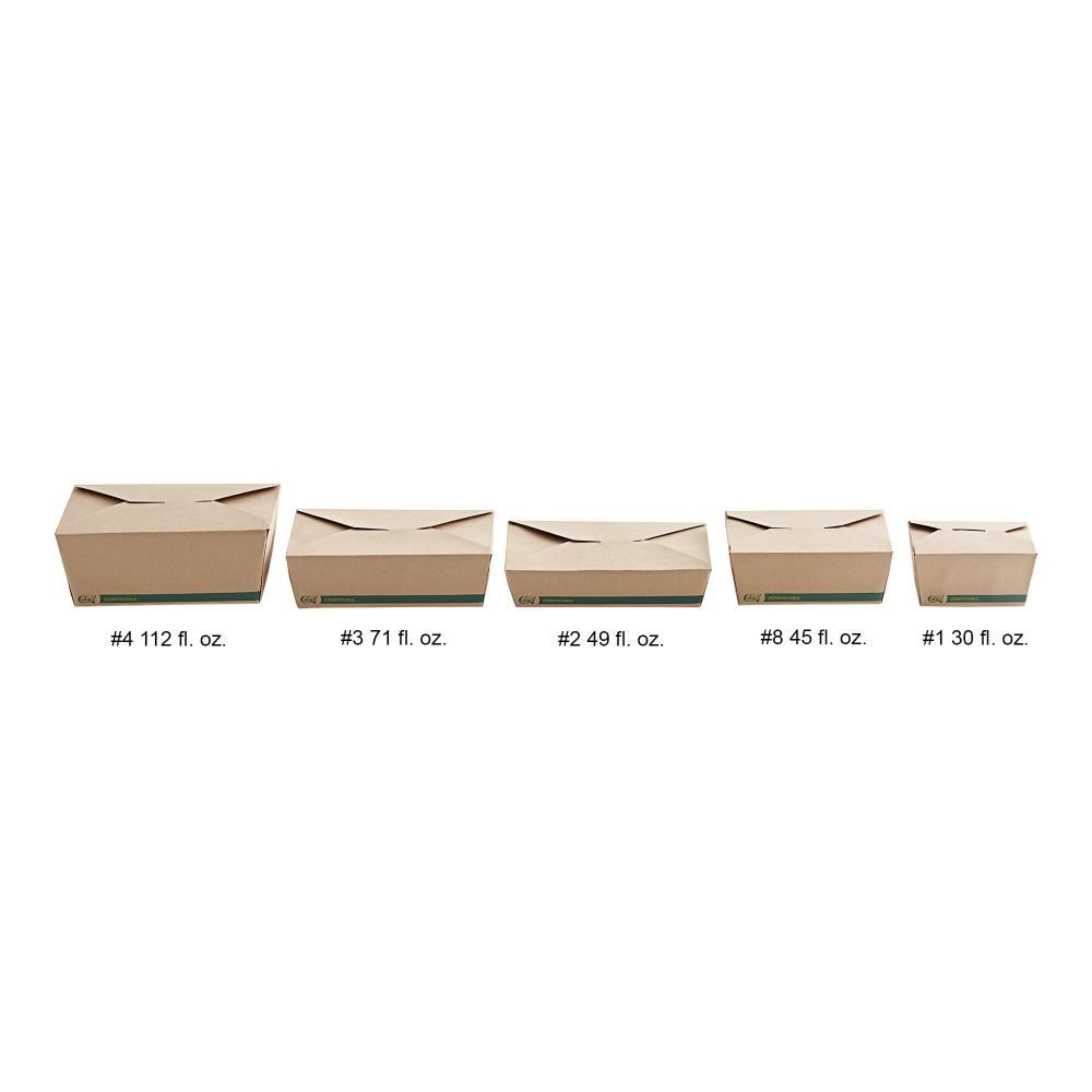 EcoChoice Kraft PLA Lined Compostable #8 Take-Out Container 6" x 4 3/4" x 2 1/2" - 300/Case