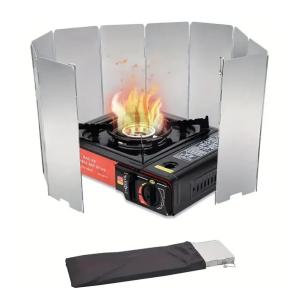 10 Plates Camping Gas Stove Folding Burner Wind Shield Aluminum Alloy Windproof Screen