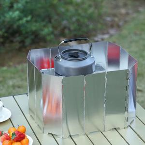 10 Plates Camping Gas Stove Folding Burner Wind Shield Aluminum Alloy Windproof Screen