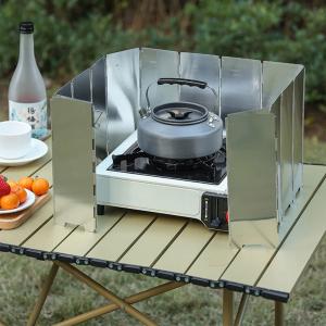 10 Plates Camping Gas Stove Folding Burner Wind Shield Aluminum Alloy Windproof Screen