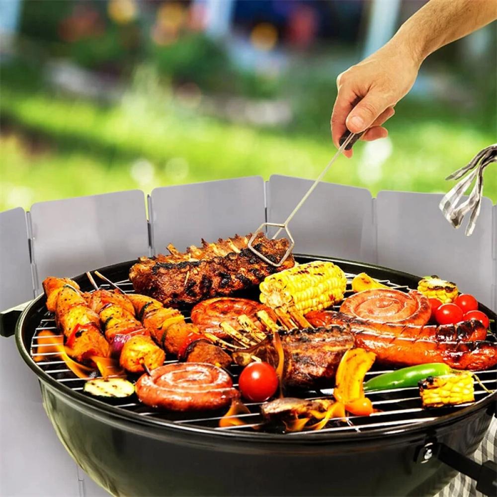 10 Plates Camping Gas Stove Folding Burner Wind Shield Aluminum Alloy Windproof Screen
