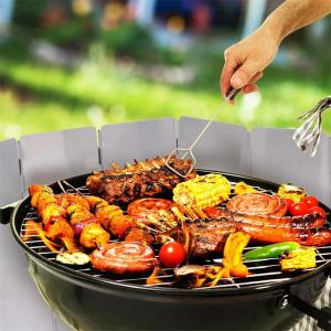 10 Plates Camping Gas Stove Folding Burner Wind Shield Aluminum Alloy Windproof Screen
