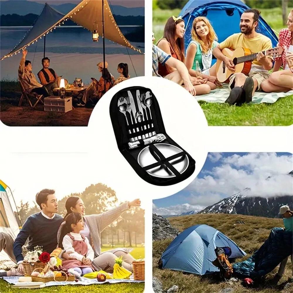 11pcs Stainless Steel Flatware Set for Camping, Hiking & Outdoor Dining