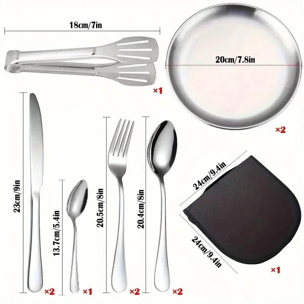 11pcs Stainless Steel Flatware Set for Camping, Hiking & Outdoor Dining