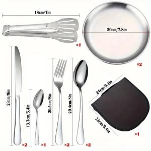 11pcs Stainless Steel Flatware Set for Camping, Hiking & Outdoor Dining