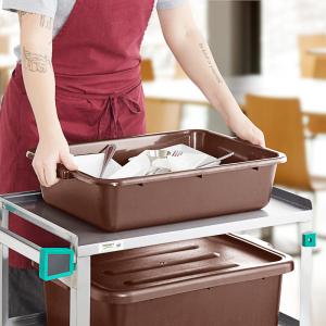 Choice 20" x 15" x 5" Brown Polypropylene Plastic Bus Tub, Bus Box
