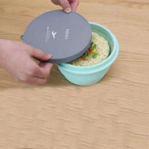 500ml Folding Silicone Bowl Portable Lunch Box Food Container Camping Picnic (Pink)