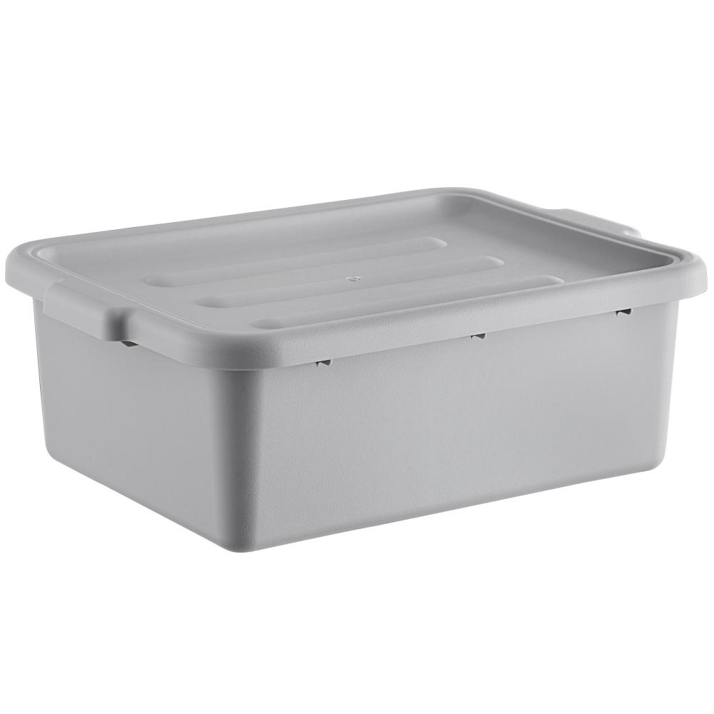 Choice 20" x 15" x 7" Gray Polypropylene Bus Tub With Cover