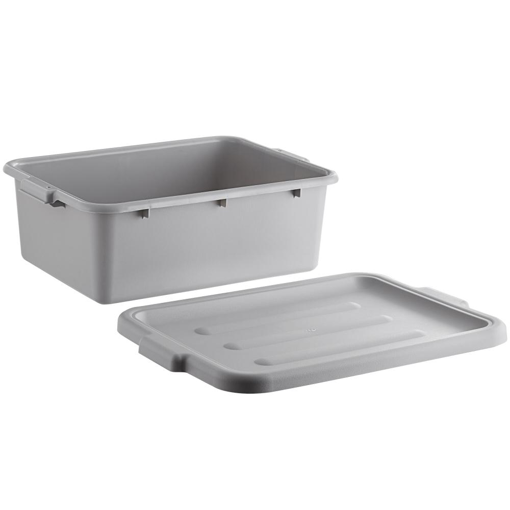 Choice 20" x 15" x 7" Gray Polypropylene Bus Tub With Cover