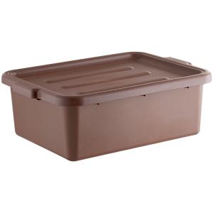 Choice 20" x 15" x 7" Brown Polypropylene Bus Tub with Cover