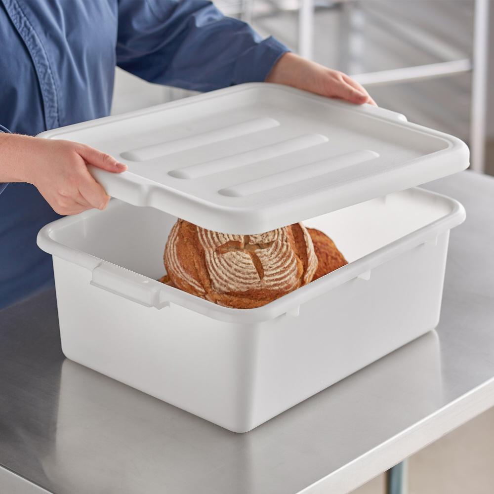 Choice 20" x 15" x 7" White Polypropylene Bus Tub with Cover