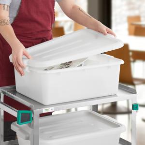 Choice 20" x 15" x 7" White Polypropylene Bus Tub with Cover