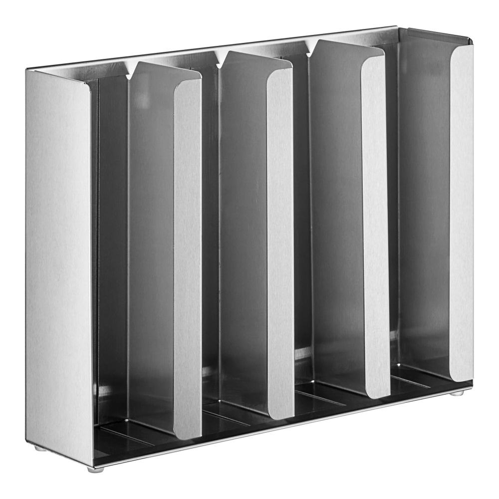 Adjustable 4-Section Stainless Steel Wall-Mount / Countertop 1.5 - 5.5 Oz. Portion Cup / Lid Organizer