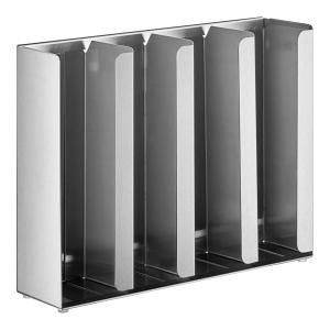 Adjustable 4-Section Stainless Steel Wall-Mount / Countertop 1.5 - 5.5 Oz. Portion Cup / Lid Organizer