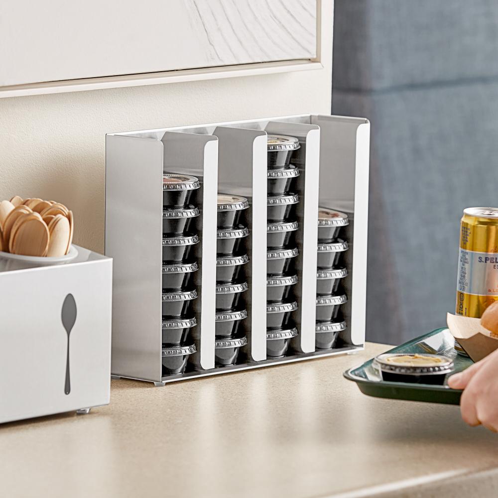 Adjustable 4-Section Stainless Steel Wall-Mount / Countertop 1.5 - 5.5 Oz. Portion Cup / Lid Organizer