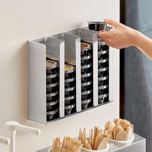 Adjustable 4-Section Stainless Steel Wall-Mount / Countertop 1.5 - 5.5 Oz. Portion Cup / Lid Organizer