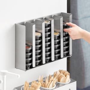 Adjustable 5-Section Stainless Steel Wall-Mount / Countertop Portion Cup / Lid Organizer