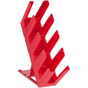 Choice Red 4-Section Adjustable Slanted Countertop Cup and Lid Organizer