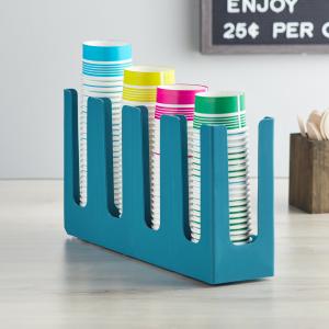 Choice Blue 4-Section Adjustable Slanted Countertop Cup and Lid Organizer