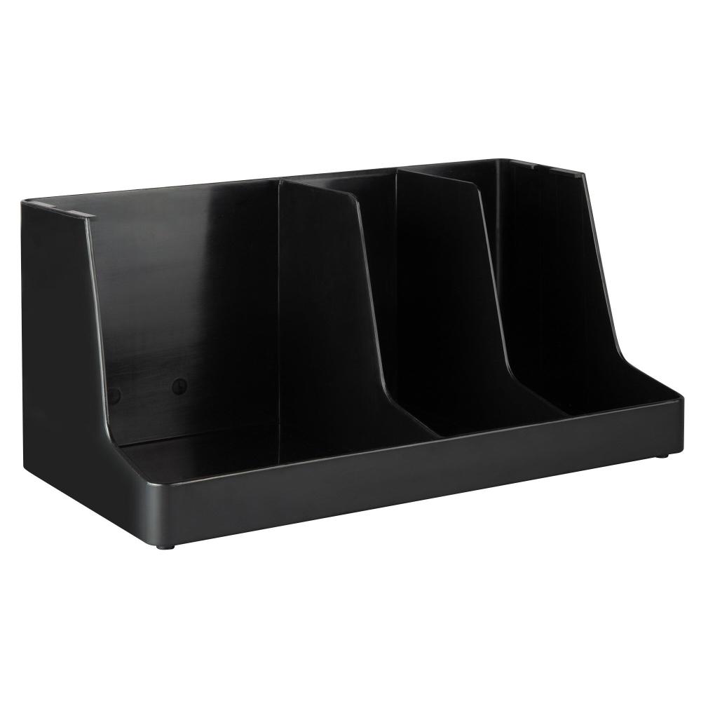 Choice Black 3-Section Countertop Cup, Lid and Napkin Organizer
