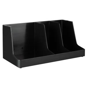 Choice Black 3-Section Countertop Cup, Lid and Napkin Organizer