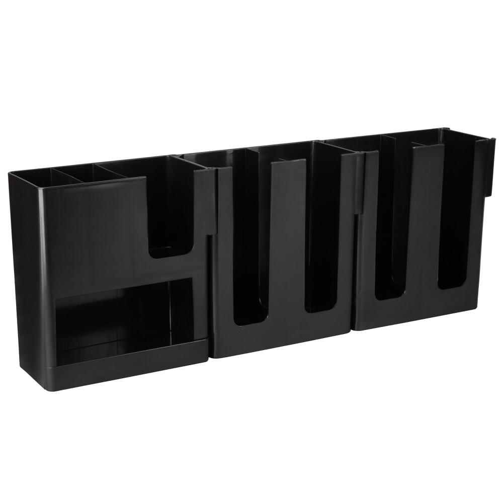 Choice Black 8-Section Countertop Cup, Lid and Napkin Organizer