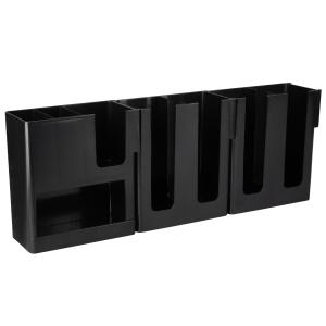Choice Black 8-Section Countertop Cup, Lid and Napkin Organizer