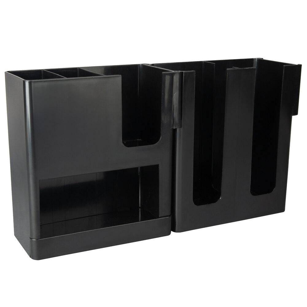 Choice Black 6-Section Countertop Cup, Lid and Napkin Organizer