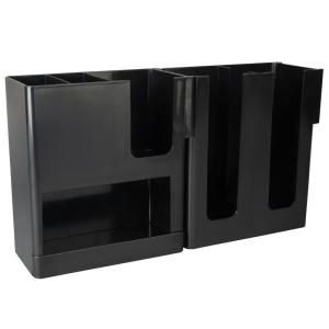 Choice Black 6-Section Countertop Cup, Lid and Napkin Organizer