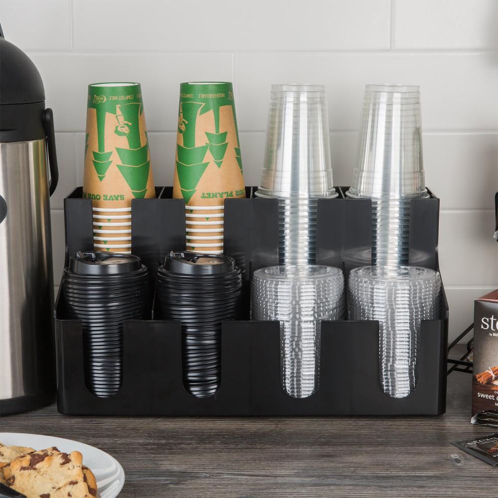 Choice Black 8-Section Countertop Cup and Lid Organizer