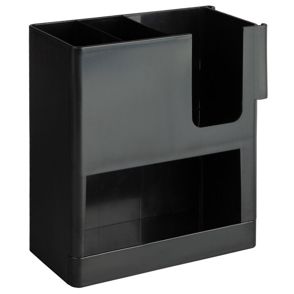 Choice Black 4-Section Countertop Cup, Lid and Straw Organizer