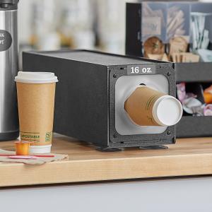 Black Countertop Slim Cup Dispenser Cabinet with 6 Fast-Changing Gaskets - 1 Slot