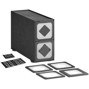 KleanTake by ServSense Black Countertop Slim Cup Dispenser Cabinet with 6 Fast-Changing Gaskets - 2 Slot