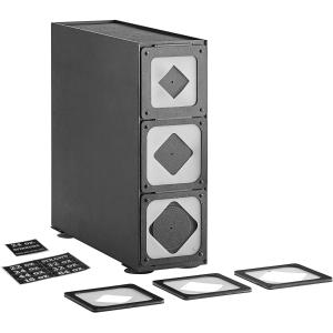 Black Countertop Slim Cup Dispenser Cabinet with 6 Fast-Changing Gaskets - 3 Slot