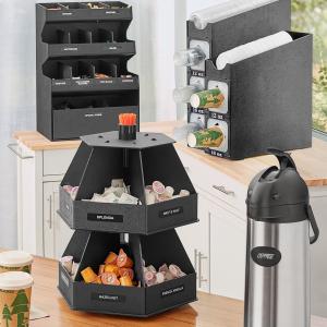 Black Countertop Slim Cup Dispenser Cabinet with 6 Fast-Changing Gaskets - 3 Slot