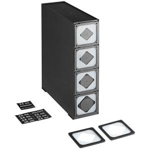 Black Countertop Slim Cup Dispenser Cabinet with 6 Fast-Changing Gaskets - 4 Slot