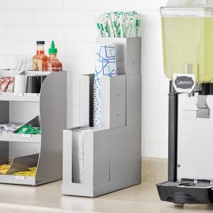 Stainless Steel 3-Tier Cup / Lid Organizer with Straw Organizer