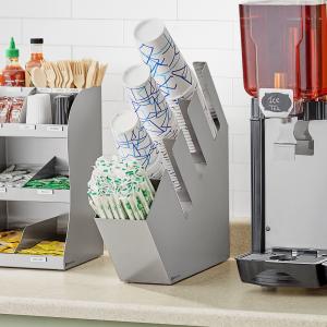 Steel 4-Section Slanted Countertop Cup / Lid / Straw Organizer