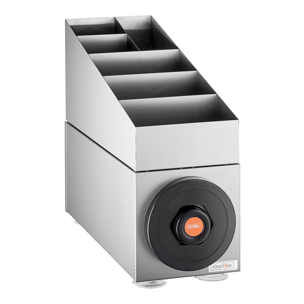 Stainless Steel Countertop Cup Dispenser Cabinet with Lid, Straw, and Condiment Organizer - 1 Slot