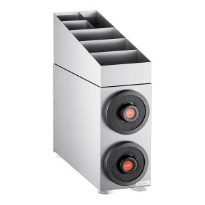 Stainless Steel Countertop 8-44 Oz. Cup Dispenser Cabinet With Lid Straw Condiment Organizer - 2 Slots