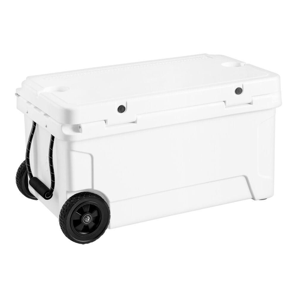 65 Qt. Mobile Rotomolded Outdoor Cooler Ice Chest - WHITE