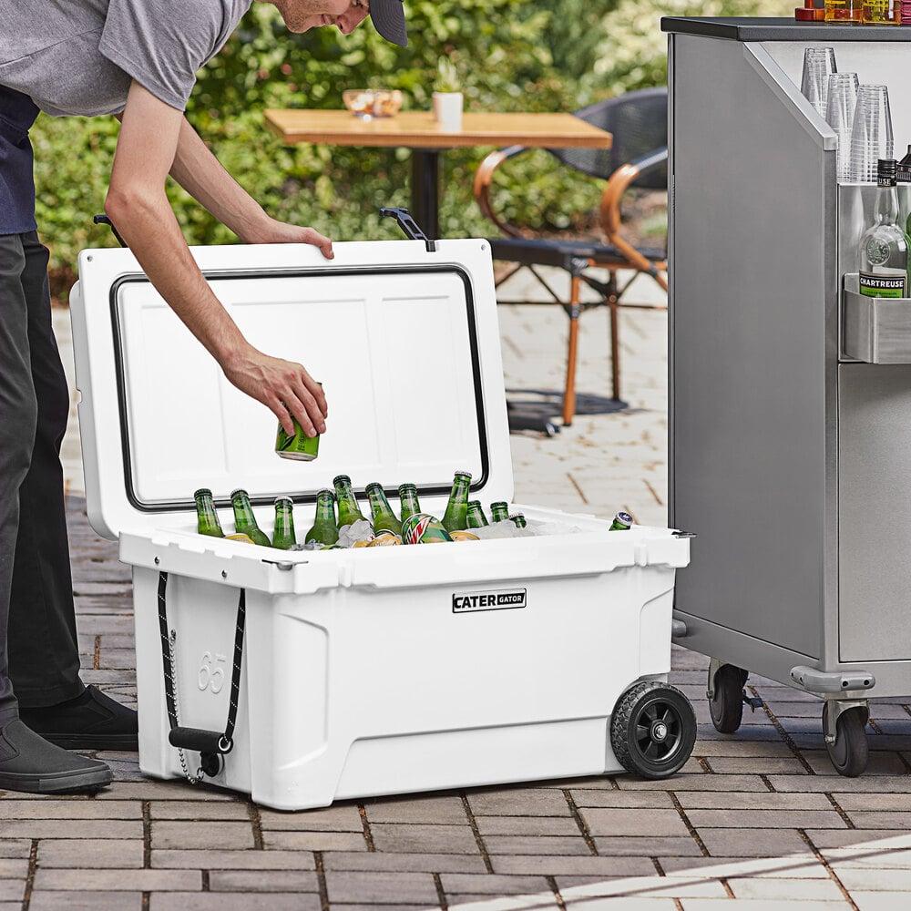 65 Qt. Mobile Rotomolded Outdoor Cooler Ice Chest - WHITE