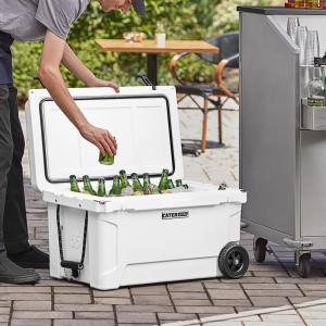 65 Qt. Mobile Rotomolded Outdoor Cooler Ice Chest - WHITE