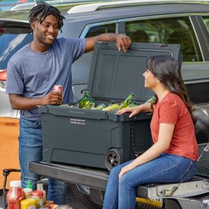65 Qt. Mobile Rotomolded Outdoor Cooler Ice Chest - CHARCOAL 