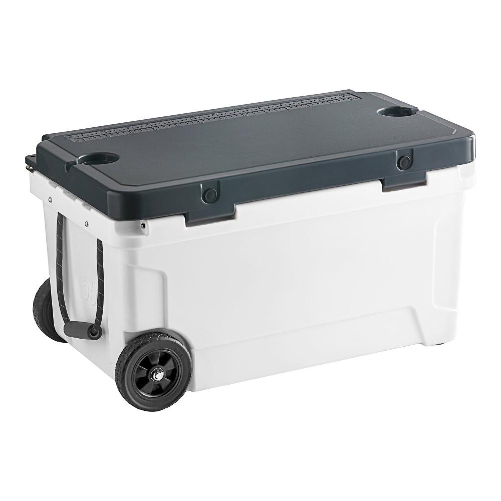  65 Qt. Mobile Rotomolded Outdoor Cooler / Ice Chest -  PANDA (White w/Black Accents)