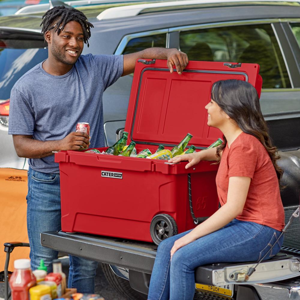 65 Qt. Mobile Rotomolded Outdoor Cooler Ice Chest - RED